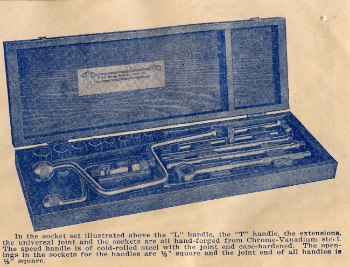 Illustration of wooden boxed tool set from 1927 catalog