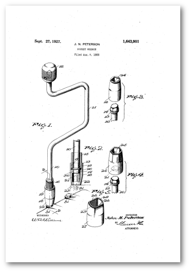 Illustration of John's patent 1643901,of a socket wrench
